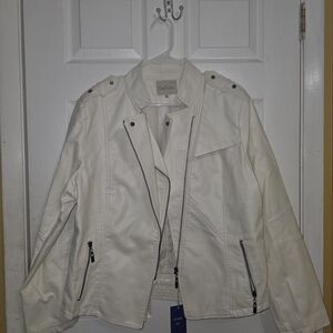 Calvin Klein Women's Cream Leather Jacket